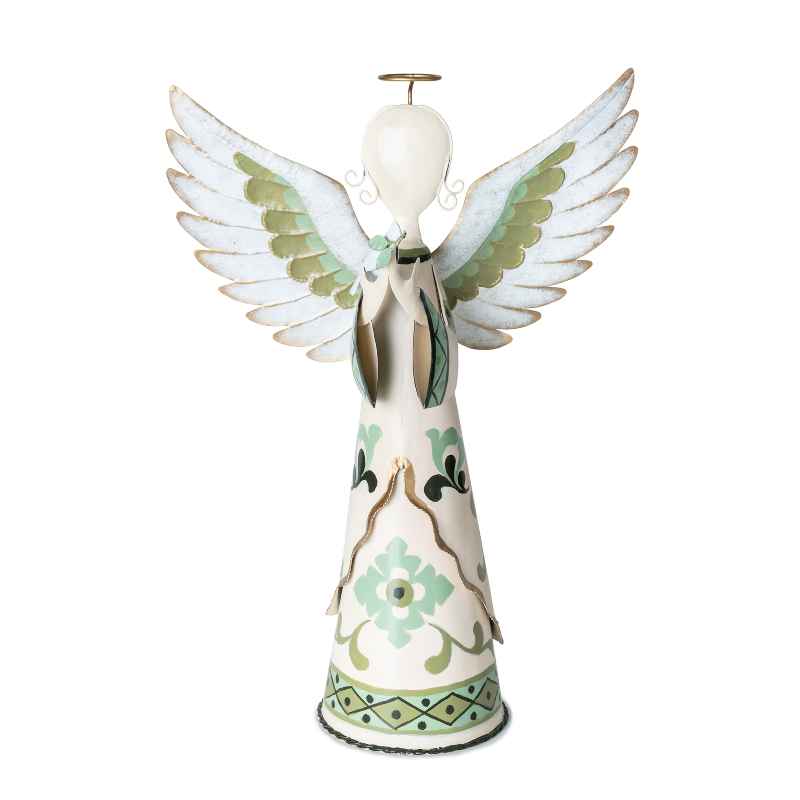 Handmade Green Metal Angel Sculpture