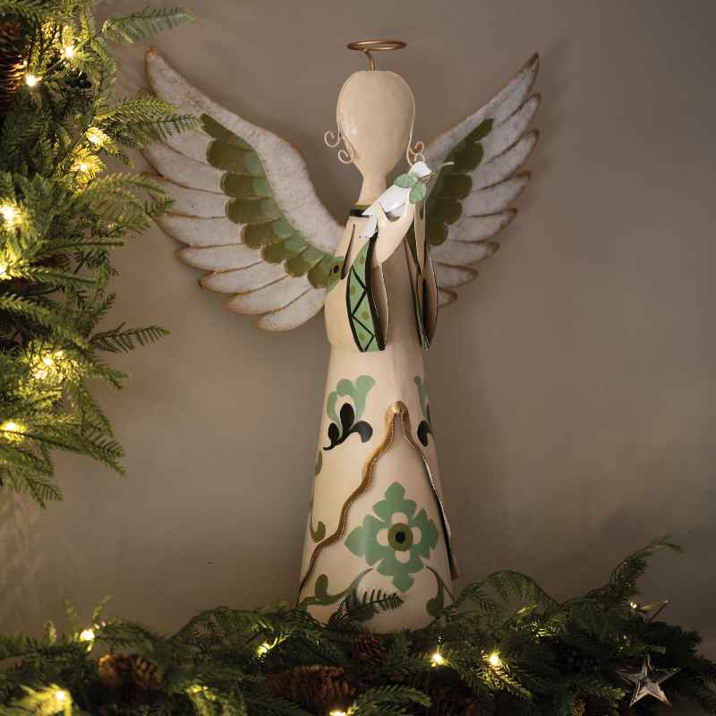 Handmade Green Metal Angel Sculpture