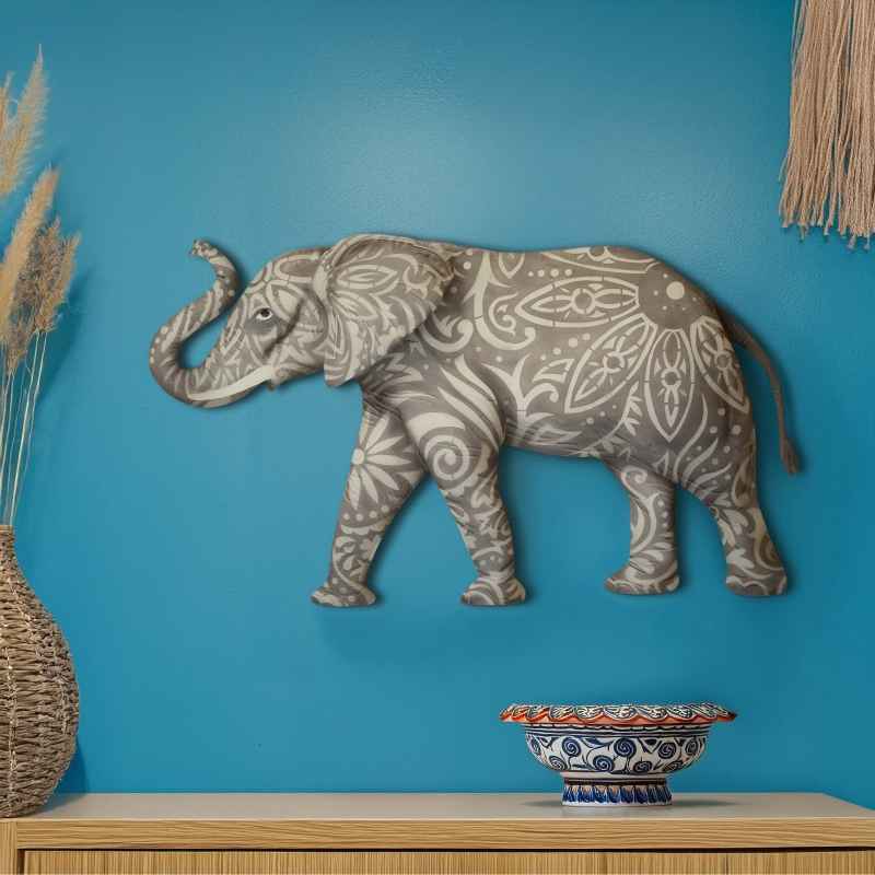 Hand-Painted Metal and Capiz Elephant Wall Art
