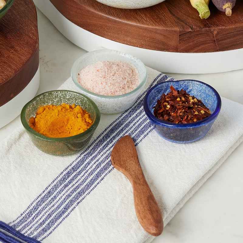 Set of 6 Glass Pinch Pots in Green Tones