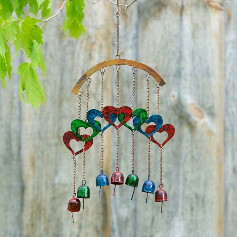 Multicolor Metal Hearts and Bells Mobile