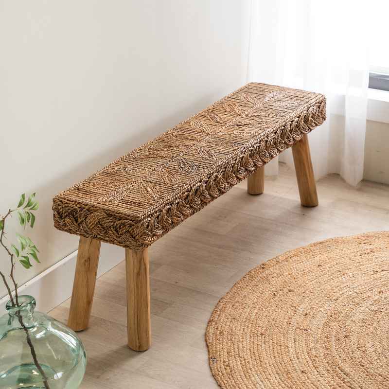 Banana Fiber and Teakwood Bench
