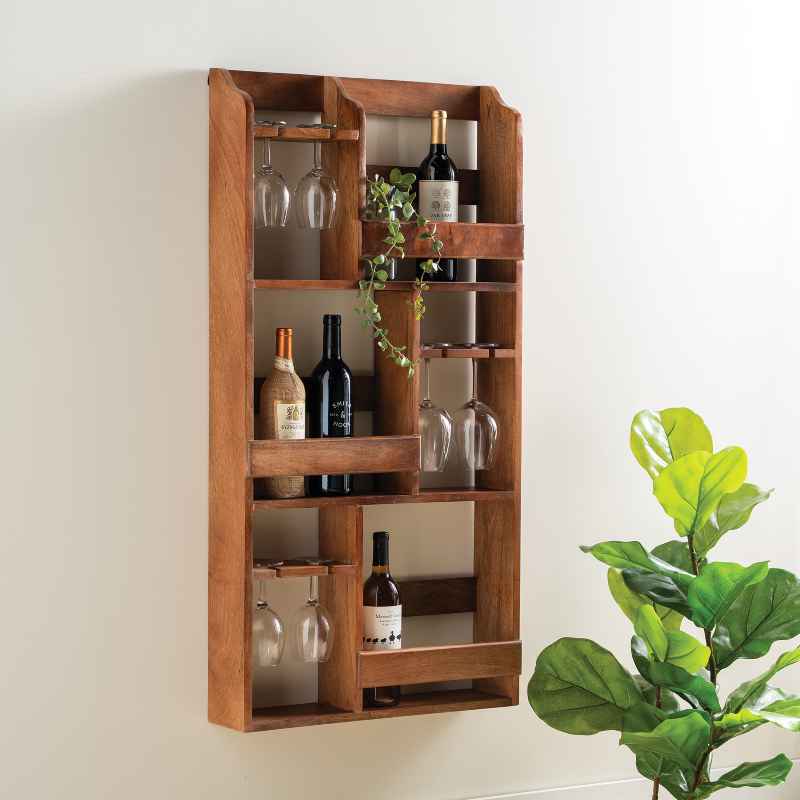 Mango Wood Wall Wine Rack