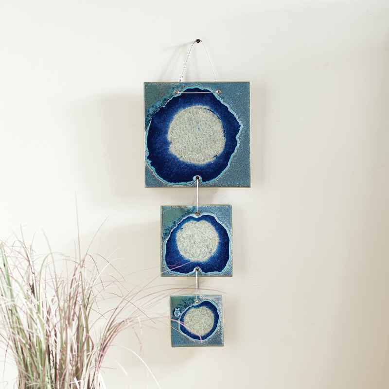 3-Tiered Ceramic and Glass Tile Wall Hanging