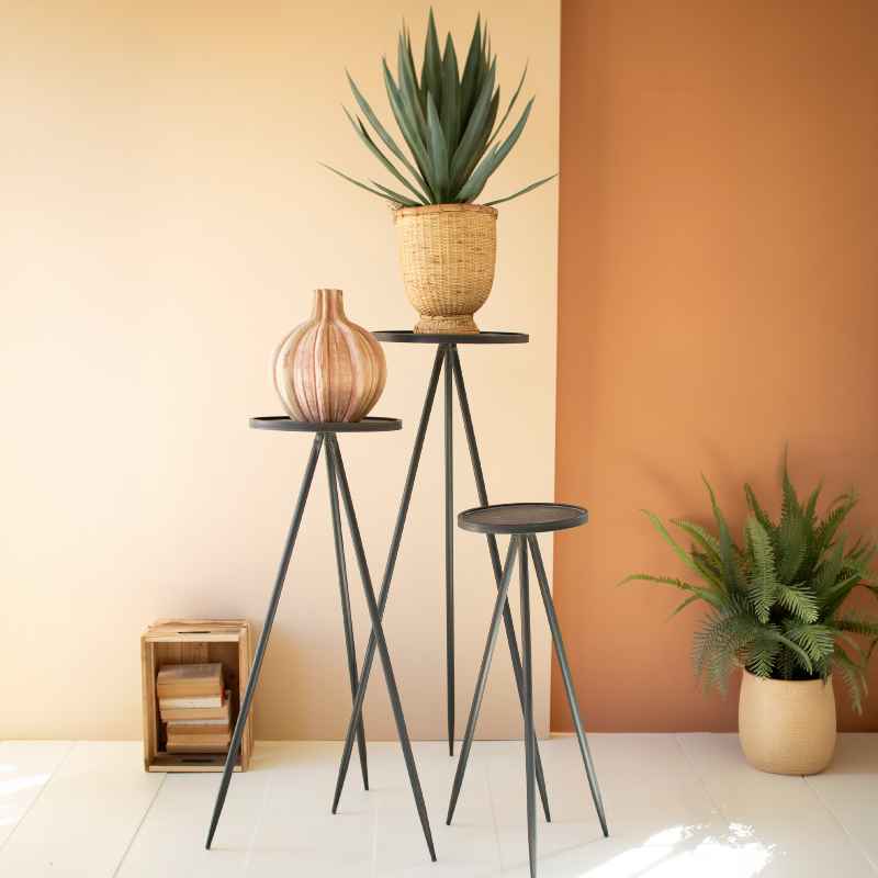 Tall Painted Metal Display Stands, set of 3