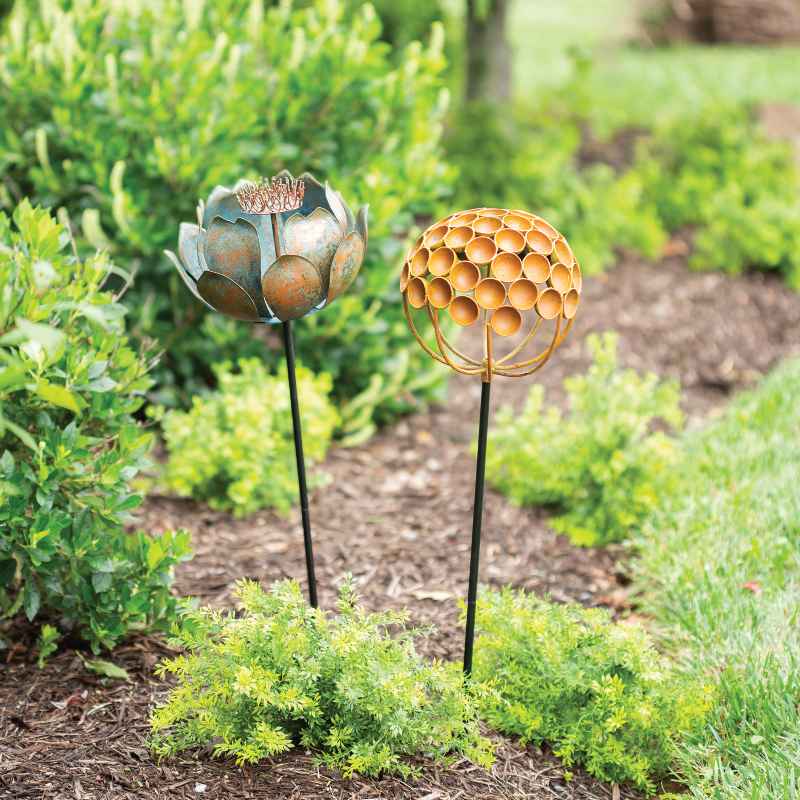 Metal Lotus Blossom Stake