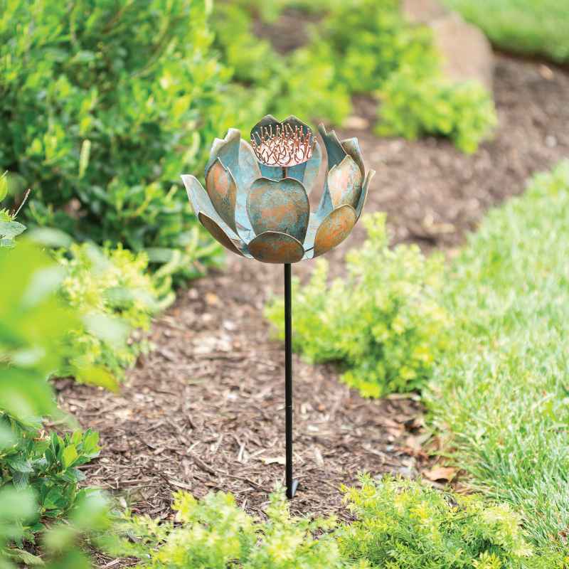 Metal Lotus Blossom Stake