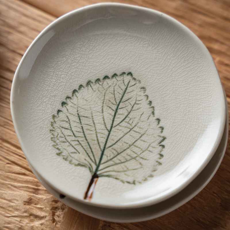 Set of 12 Hand-Painted Botanical Stoneware Plates