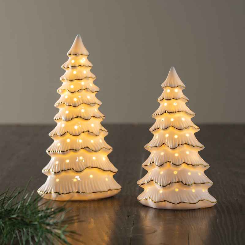 LED Lighted White Porcelain Tree