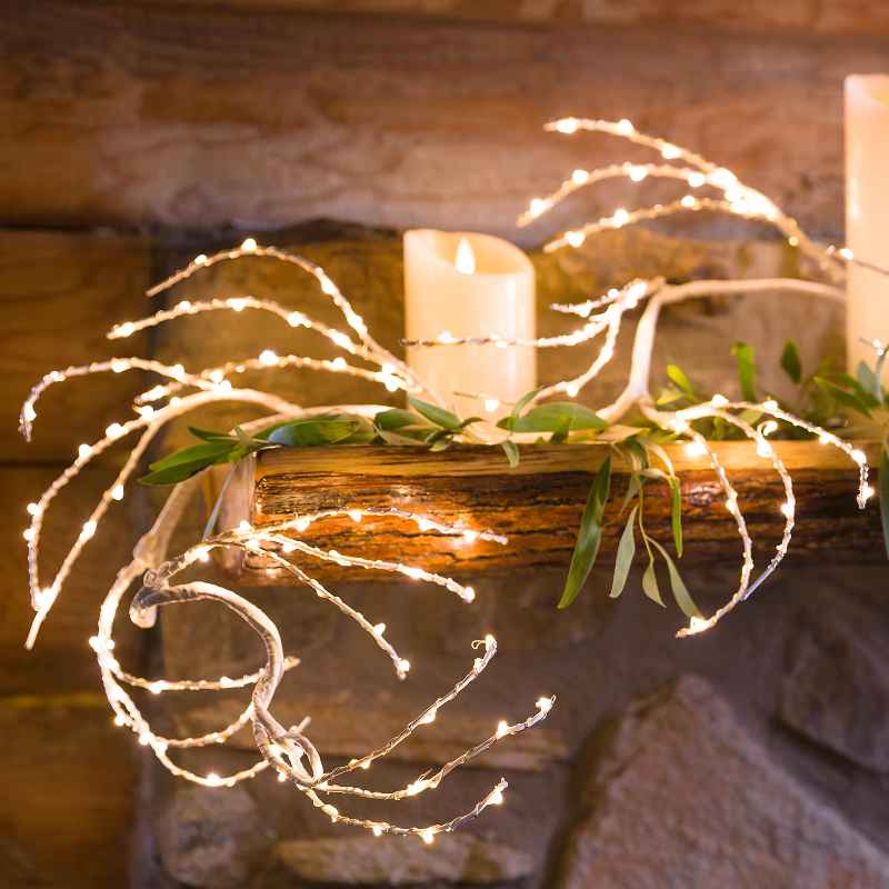 Indoor/Outdoor Birch Garland with 165 Micro Lights, 6'L