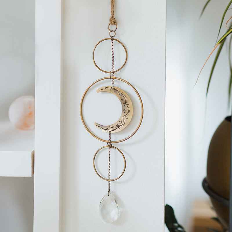 Surya Crescent Moon Brass Suncatcher