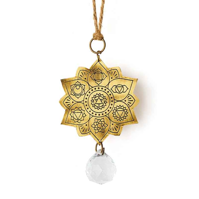 Surya Lotus Engraved Brass Suncatcher