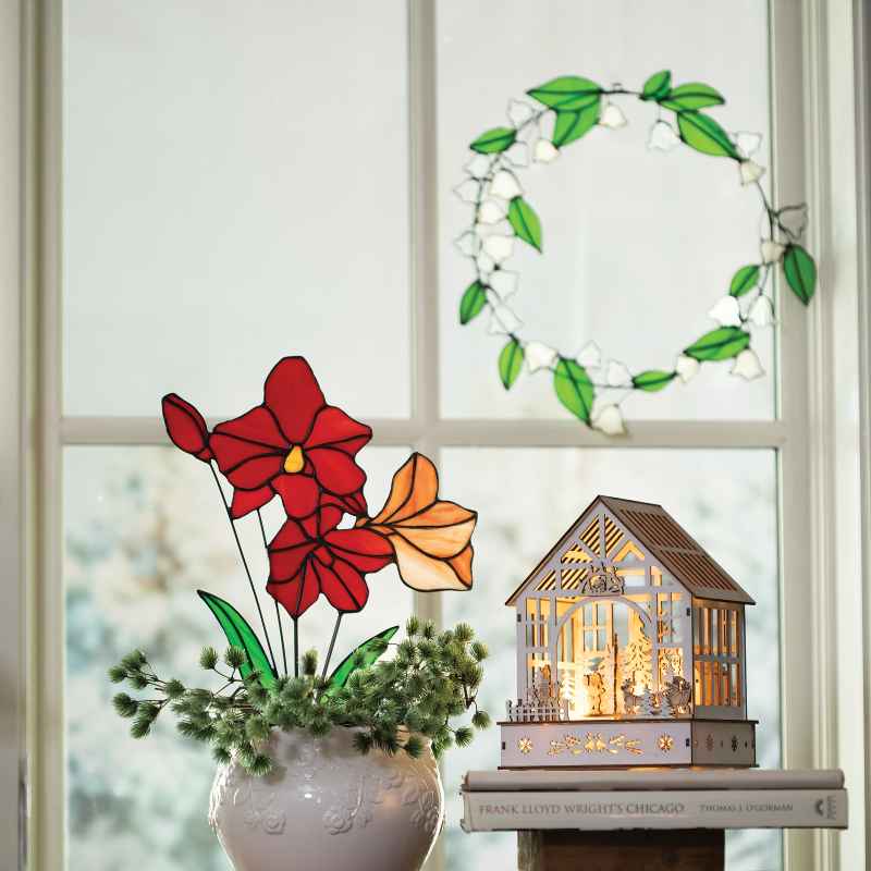 Stained Glass Bellflower Wreath