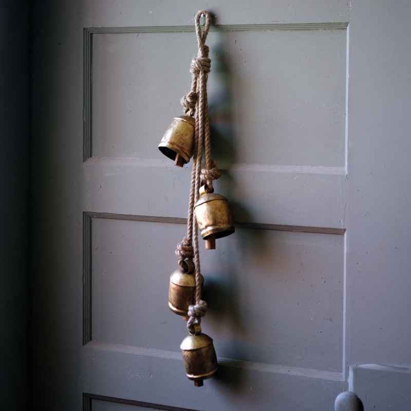 Rustic Iron Hanging Bells On Rope