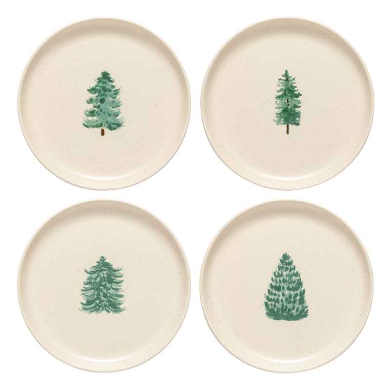 Set of 4 Pacifica Christmas Tree Salad/Dessert Plates