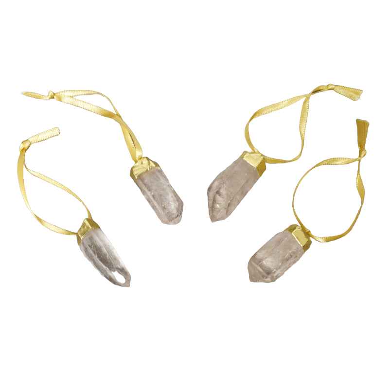 Set of 4 Quartz Ornaments with Gold Electroplating