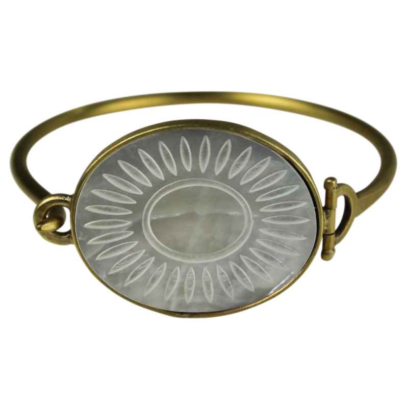 Brass Zahara Bracelet with Mother-of-Pearl Sunburst