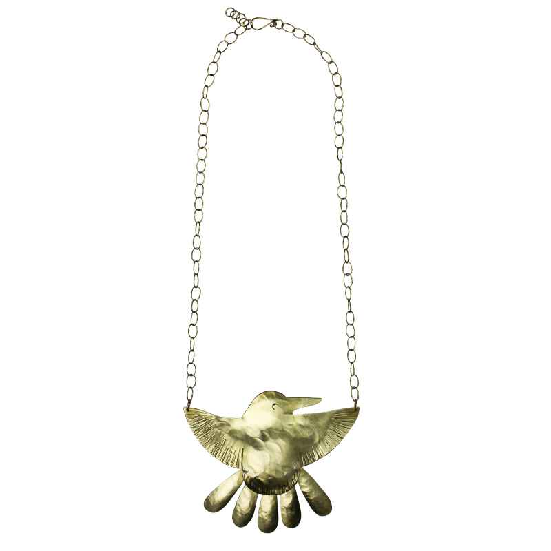 Brass Hummingbird Pendant Necklace