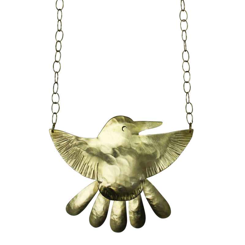 Brass Hummingbird Pendant Necklace