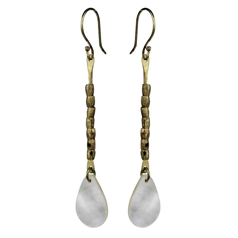 Stacked Brass & Mother-of-Pearl Teardrop Earrings