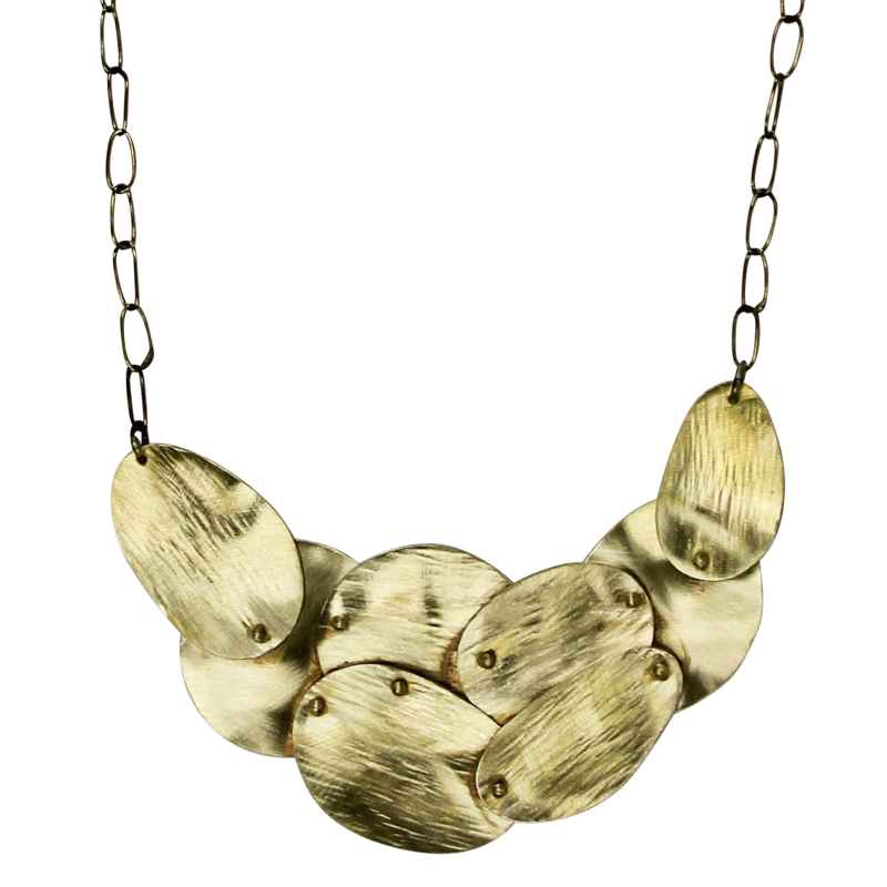 Brass Linked Ovals Necklace