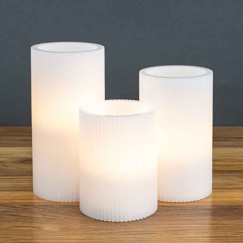Ridged LED Candles, Set of 3