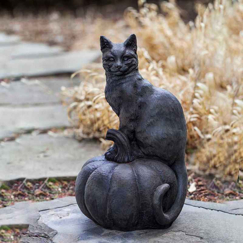Cat on Pumpkin Statue