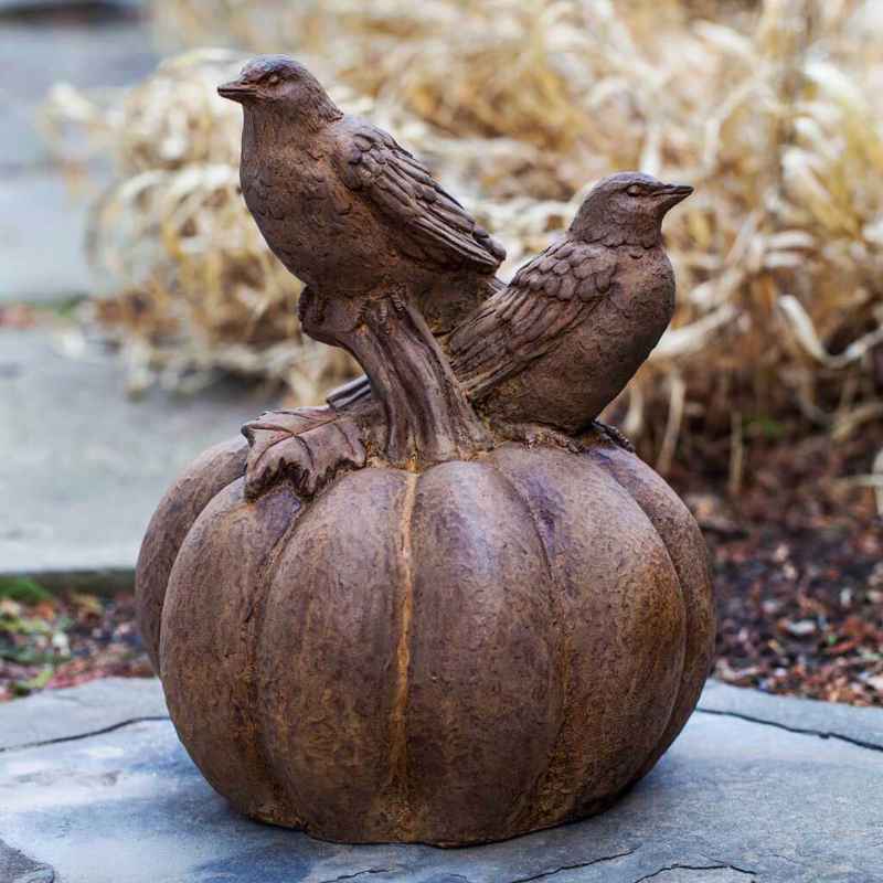 Birds on Pumpkin Statue
