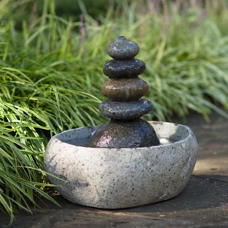 Tranquil Rock Cairn Tabletop Fountain