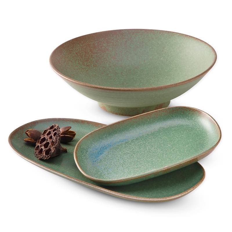 Terra Green Stone Serving 3 Piece Set