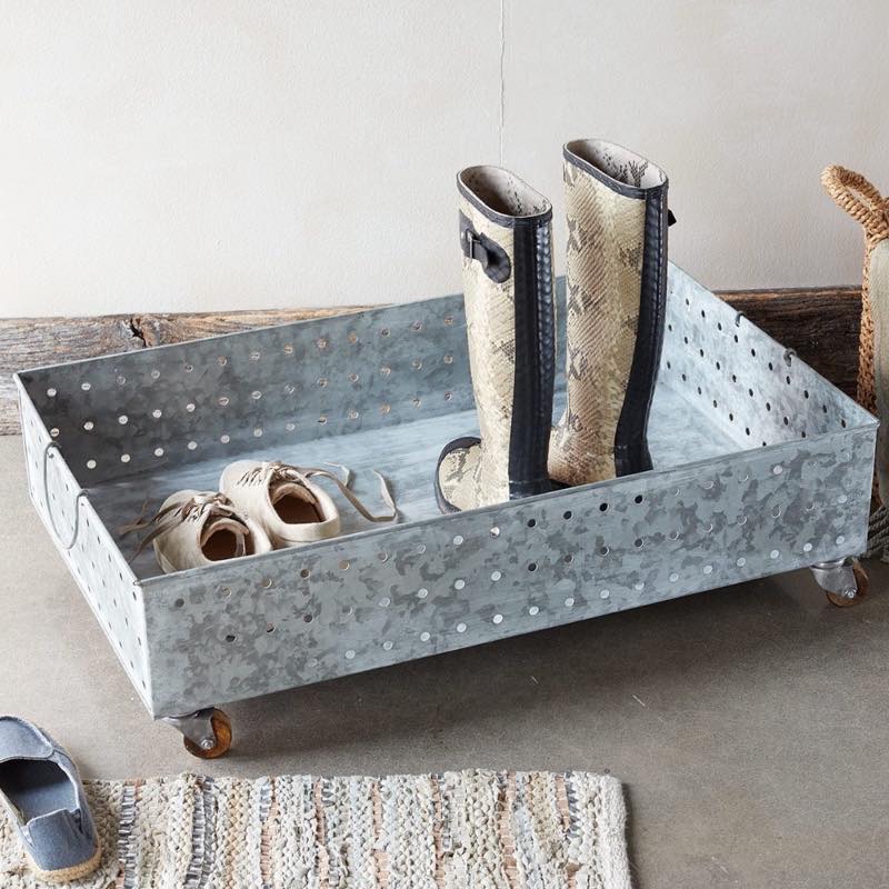 Hole Punched Galvanized Steel Rolling Boot Tray