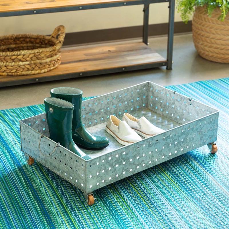 Hole Punched Galvanized Steel Rolling Boot Tray