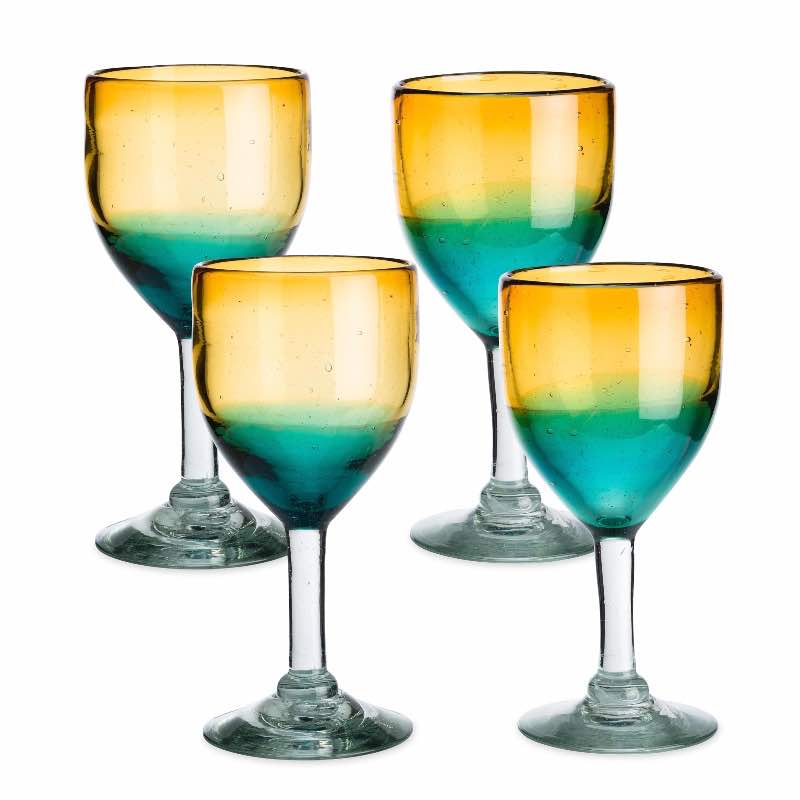 Golden Shore Recycled Glass Goblets, Set of 4