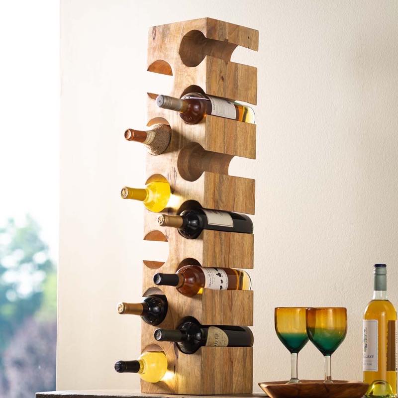 Mango Wood 12-Bottle Wine Rack