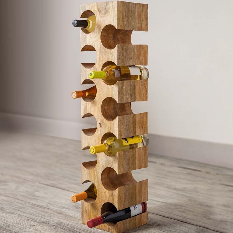 Mango Wood 12-Bottle Wine Rack