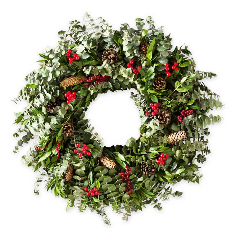 Berried Pine Cone Wreath with Hanger