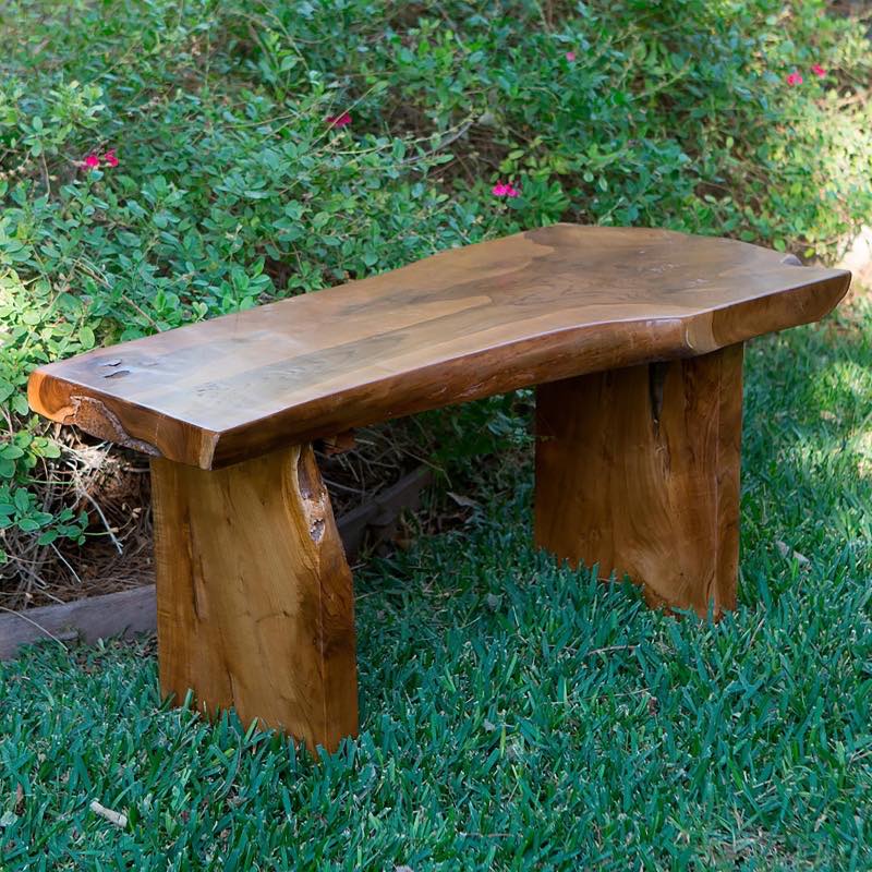 Indoor/Outdoor Live Edge Teak Bench