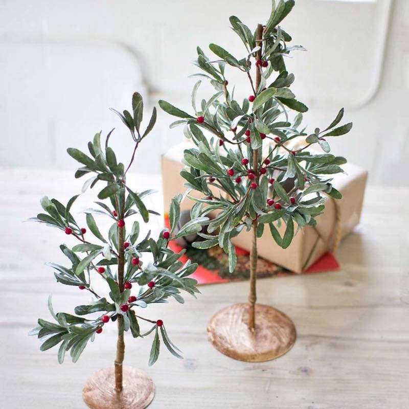 Faux Mistletoe Trees Set of 2