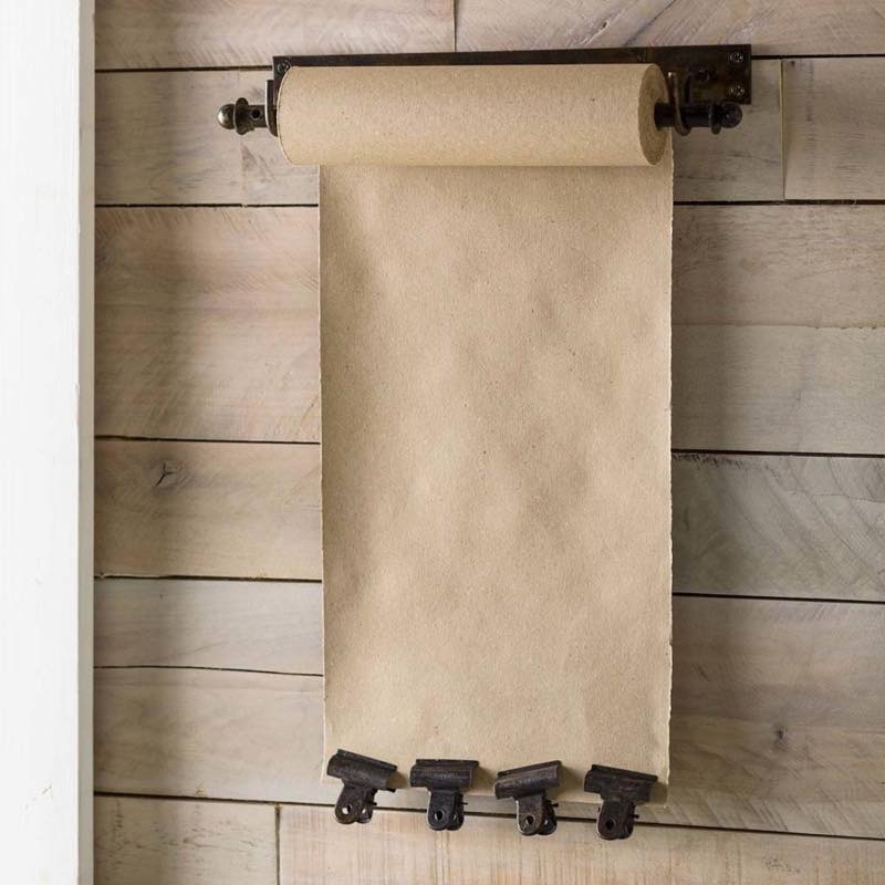 Hanging Kraft Paper Roll Stand with Brass Finish Clips