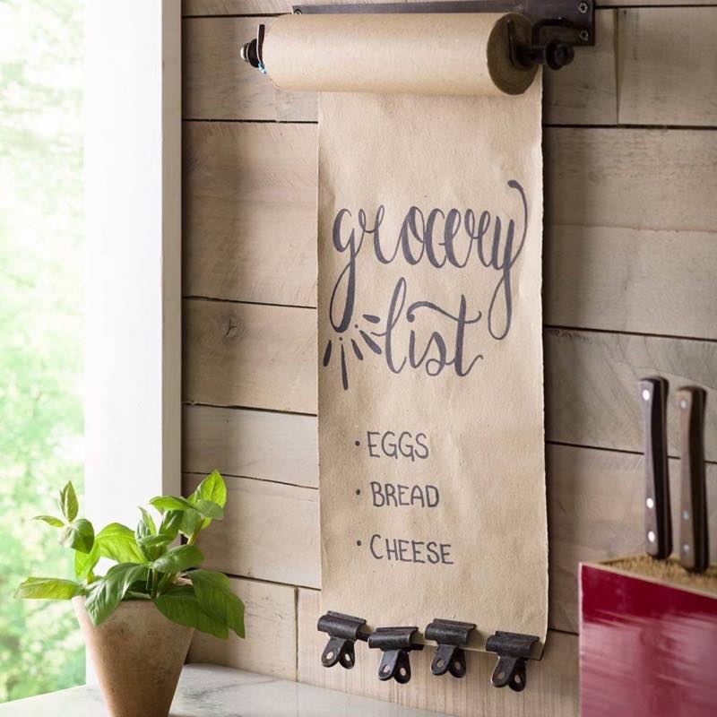 Hanging Kraft Paper Roll Stand with Brass Finish Clips