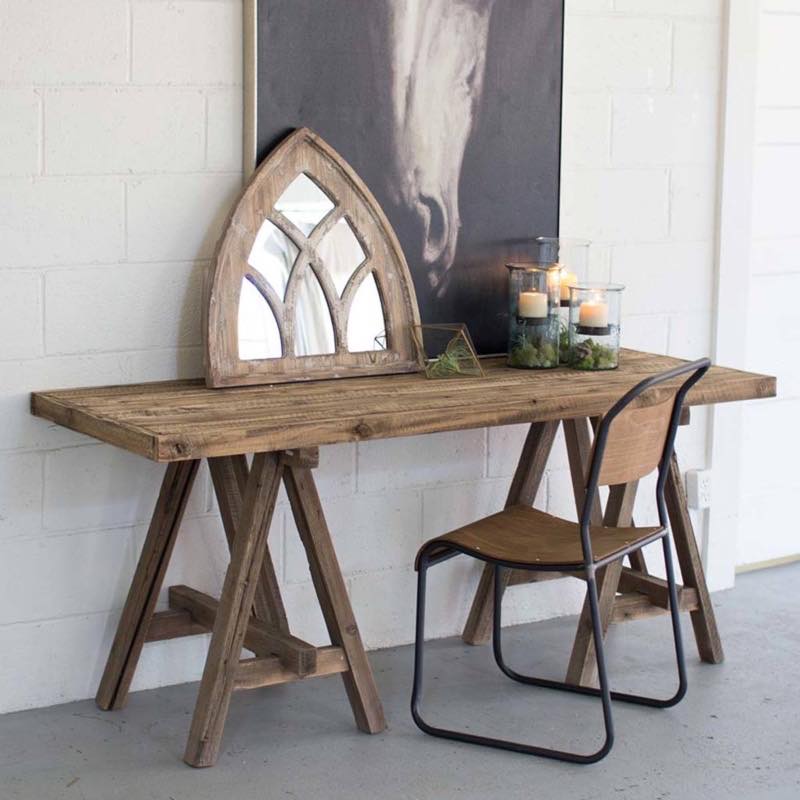 Wooden Console Table with Saw Horse Base