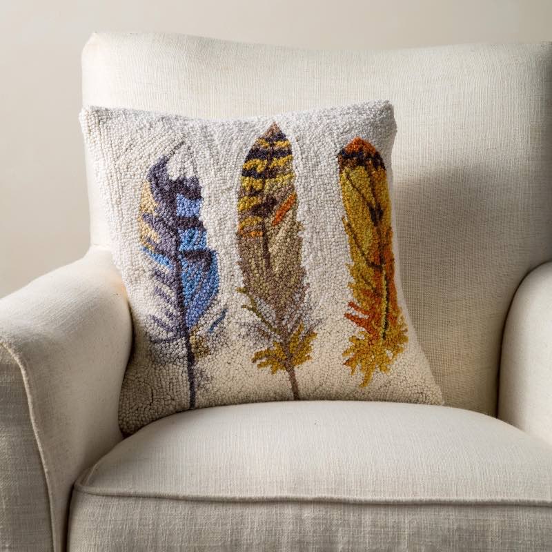 Feather Hooked Wool Pillow