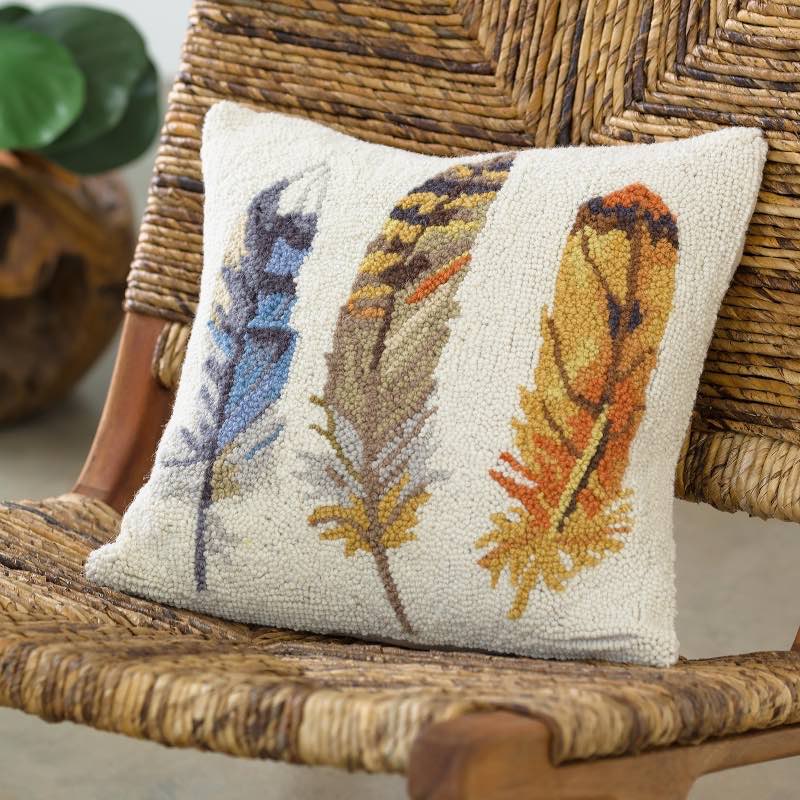 Feather Hooked Wool Pillow