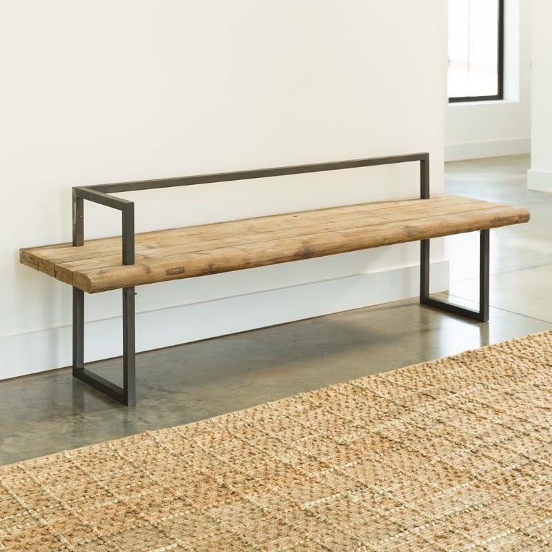 Metal and Recycled Wood Bench