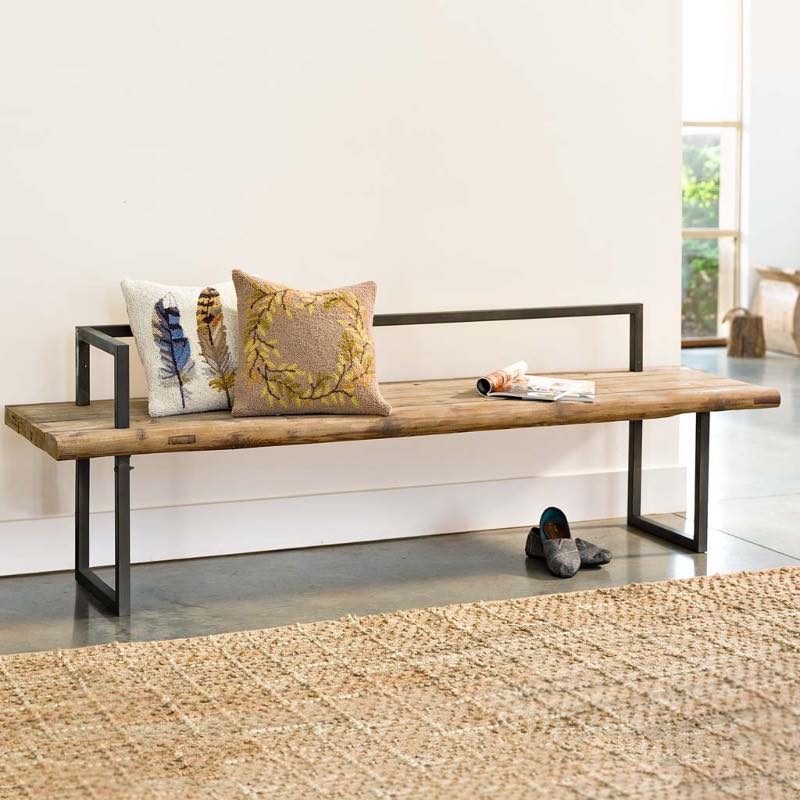 Metal and Recycled Wood Bench