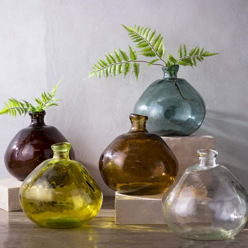 Recycled Round Glass Balloon Vases, (13
