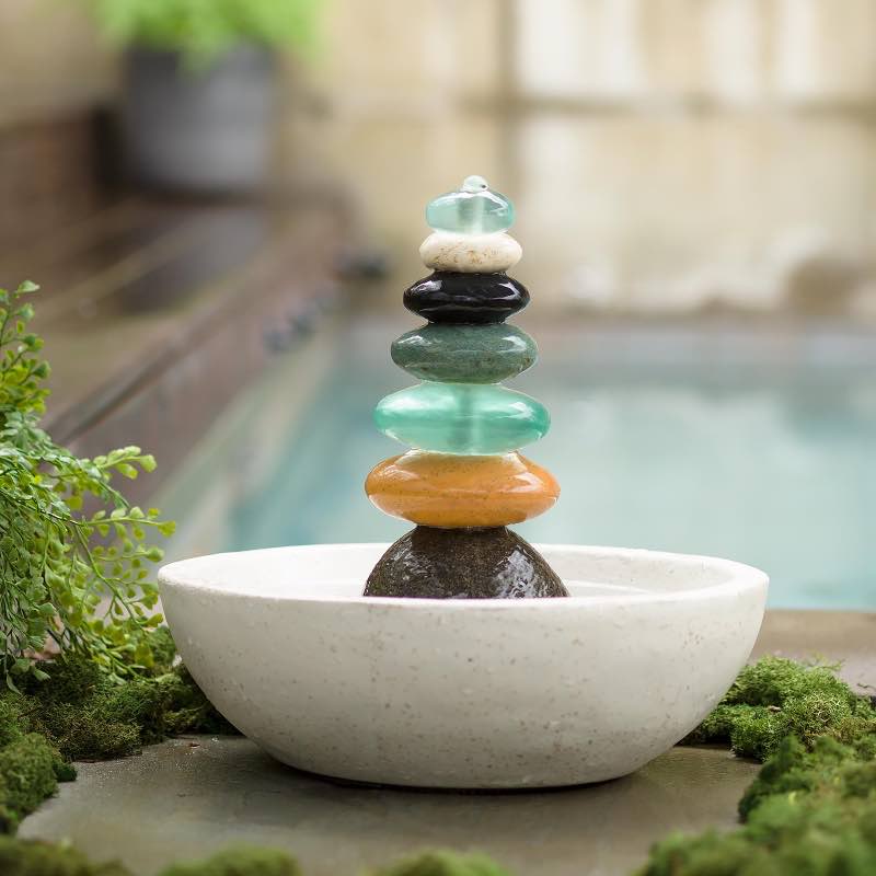 Glass and Stone Cairn Fountain