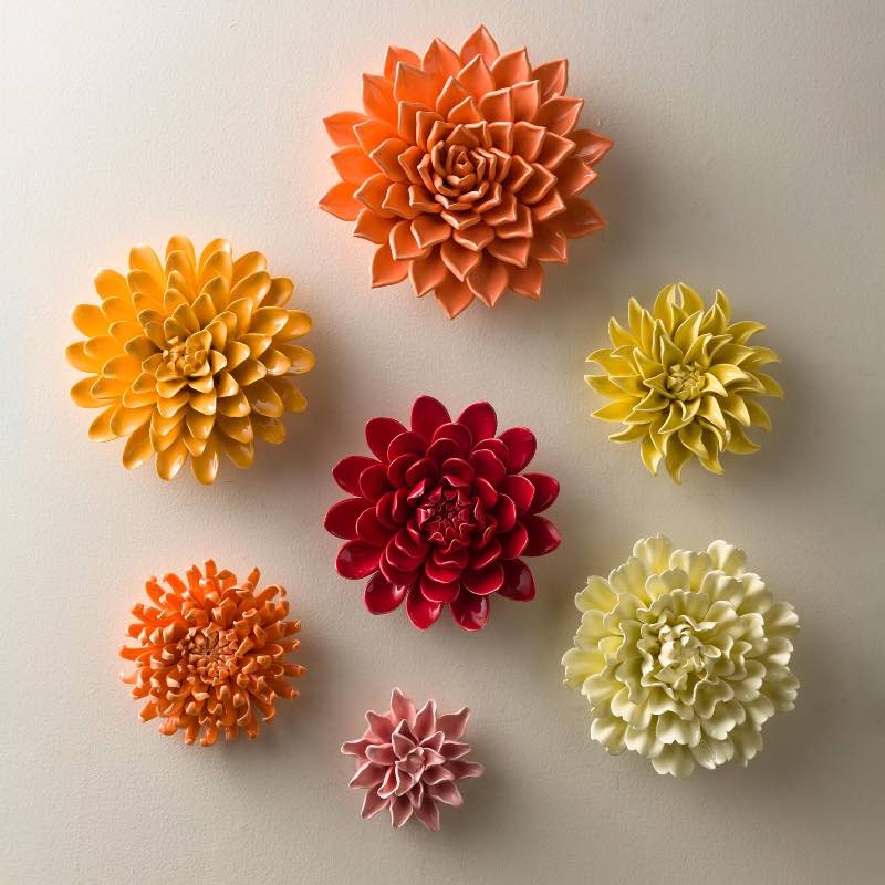 Ceramic Wall Flowers (set of 7)