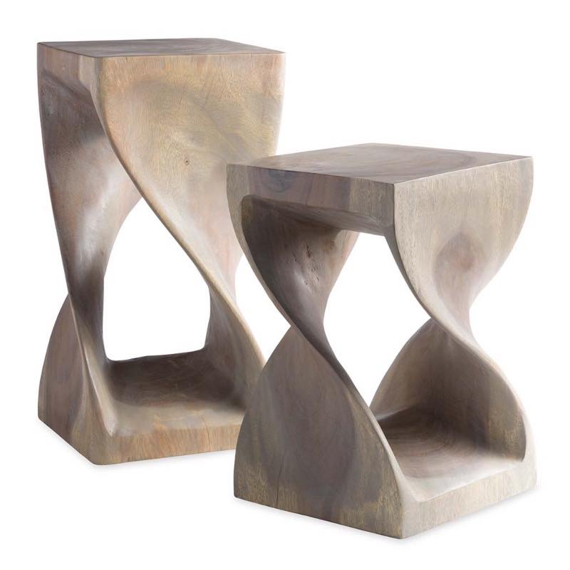 Agate Gray Twisty Stool, Set of 2