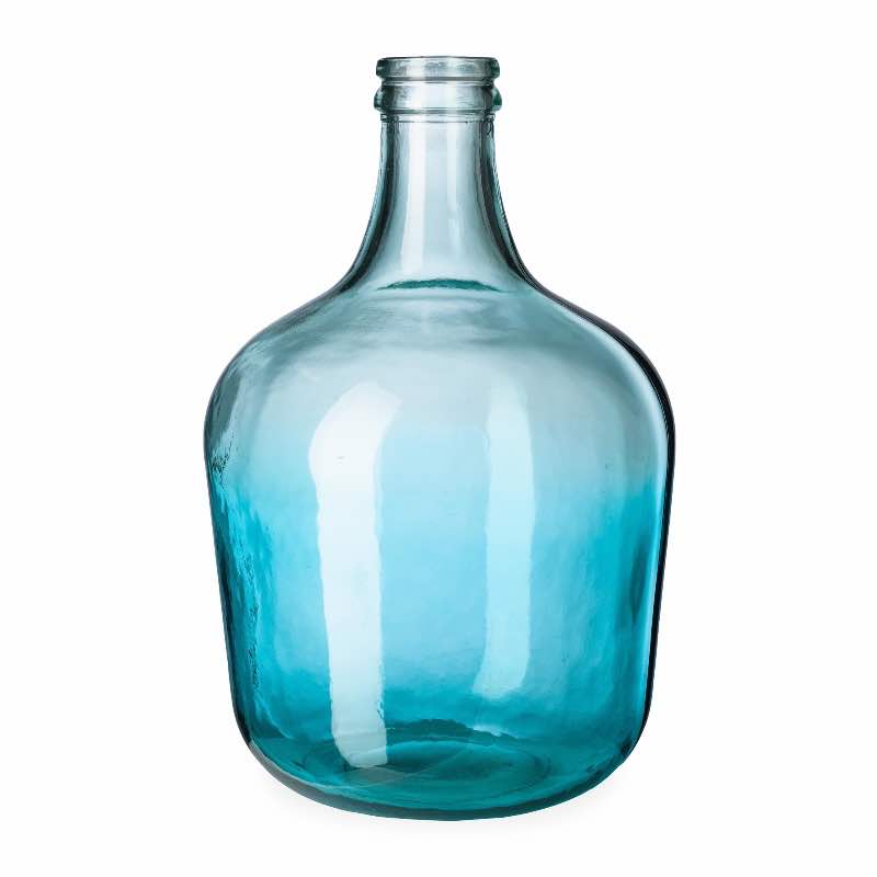 Ocean Blue Recycled Glass Vase, Tall